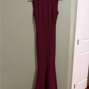 Elegant Burgundy Sleeveless/Low back/Bow Dress